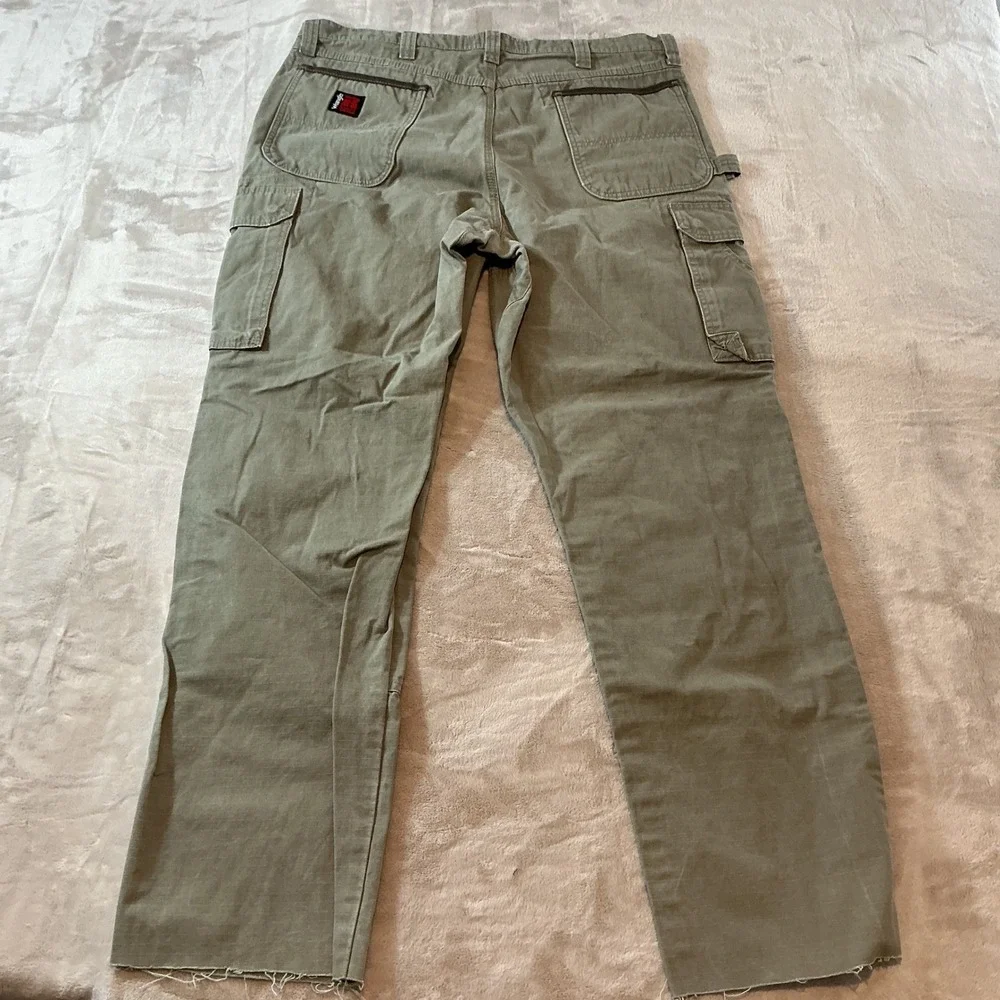 Wrangler‎ RIGGS Workwear Mens Cargo Pants Olive Green Ripstop 3W060BR 38x36 Cut